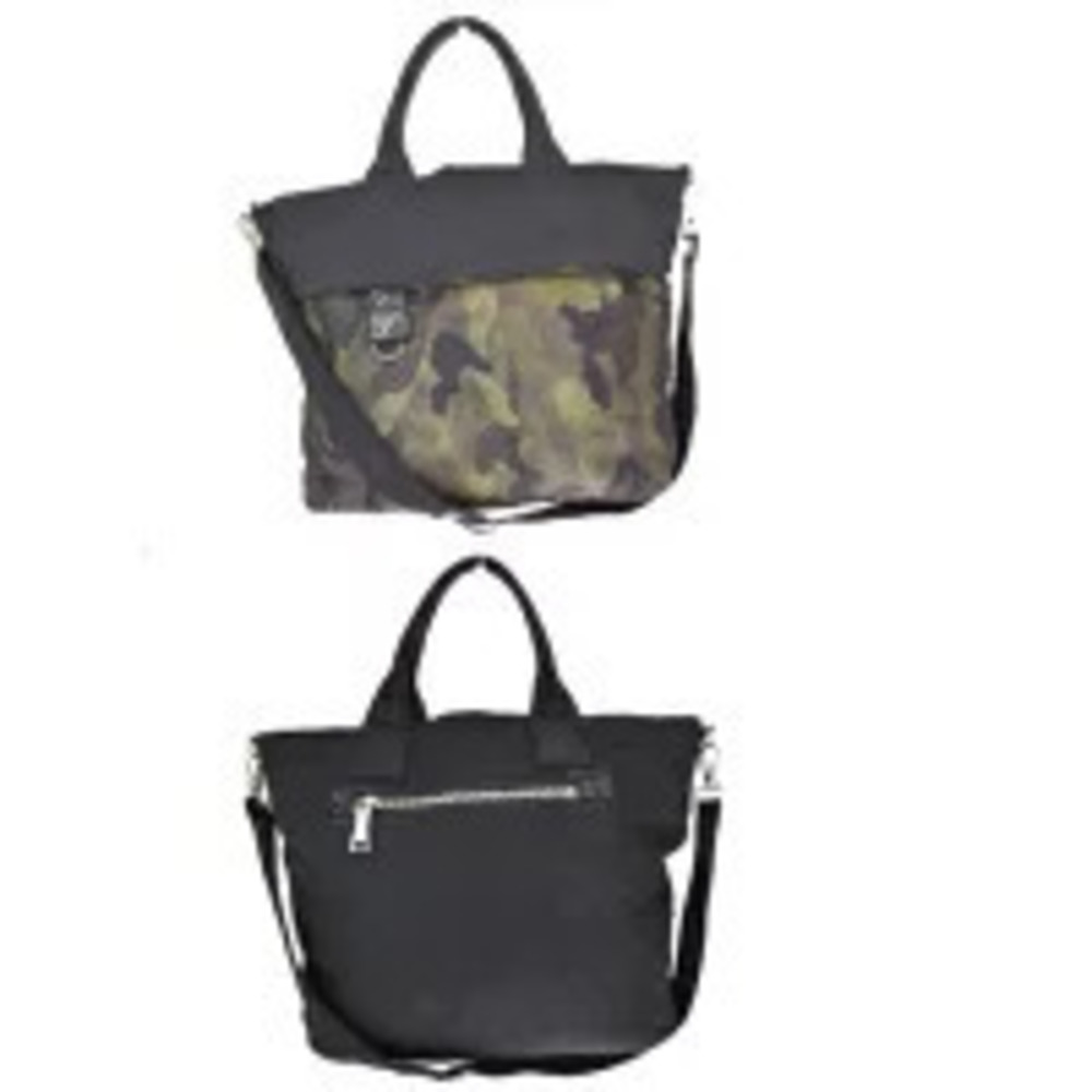 Prada Tote Bag Shoulder Handbag Reversible Camouflage Khaki Green Black Leather